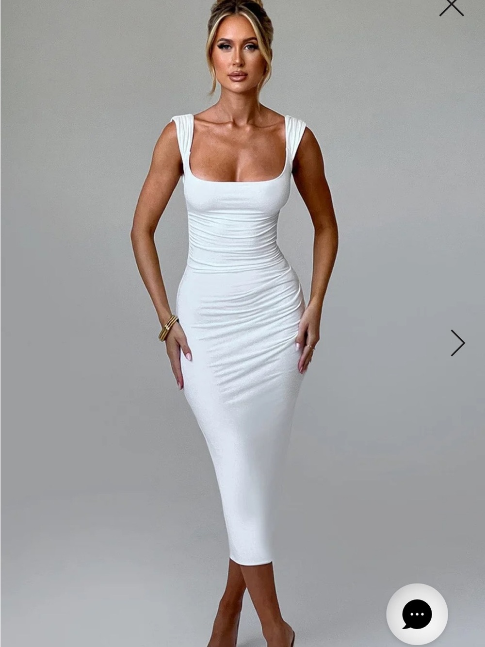 Babyboo Malina Ivory Ruched Low Back Tie Midi Dress Size S